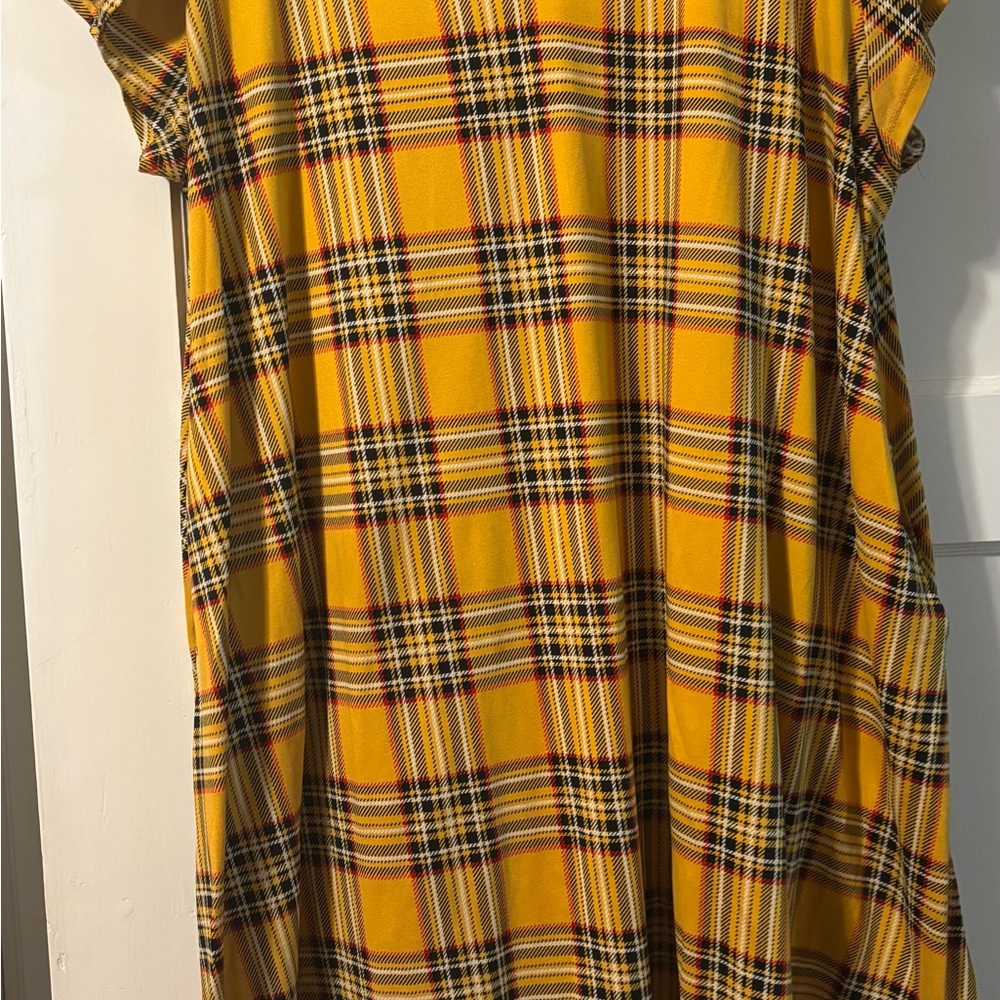 Vibe Yellow Plaid Dress with pockets